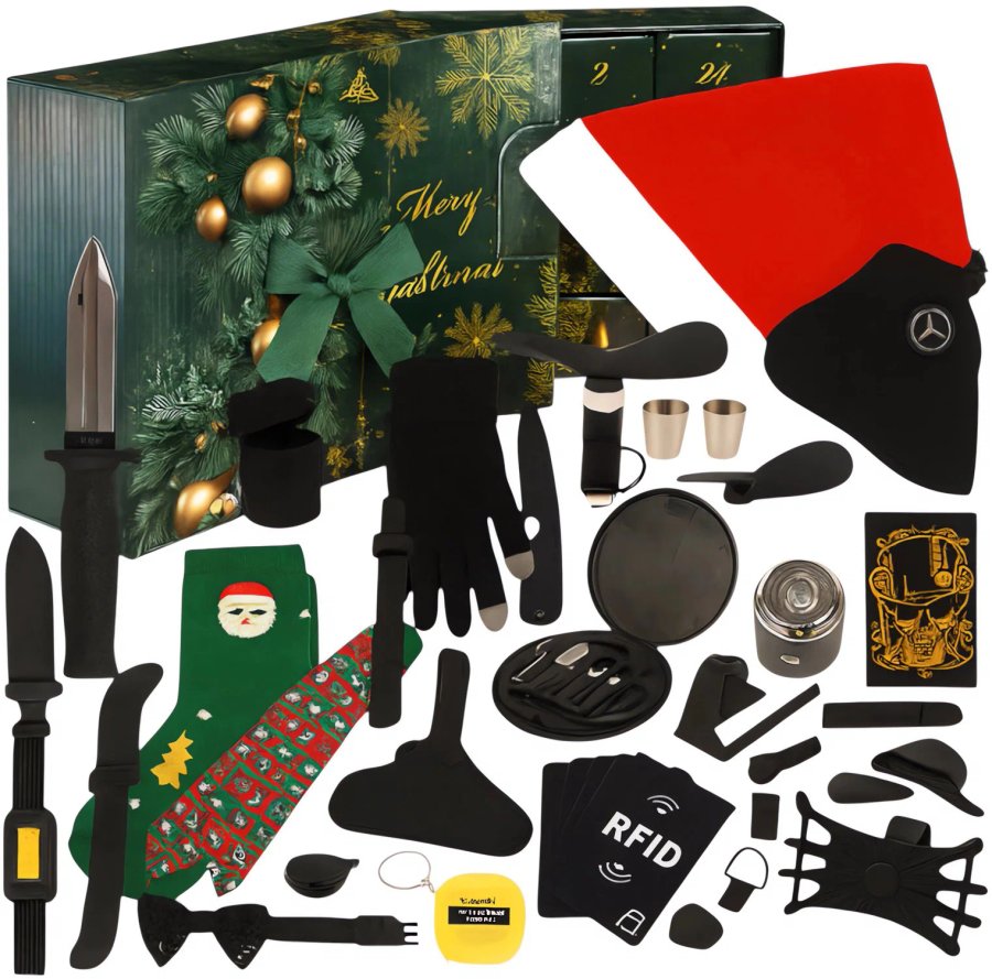 ISO adventní kalendář pro muže, zeleno-zlatý