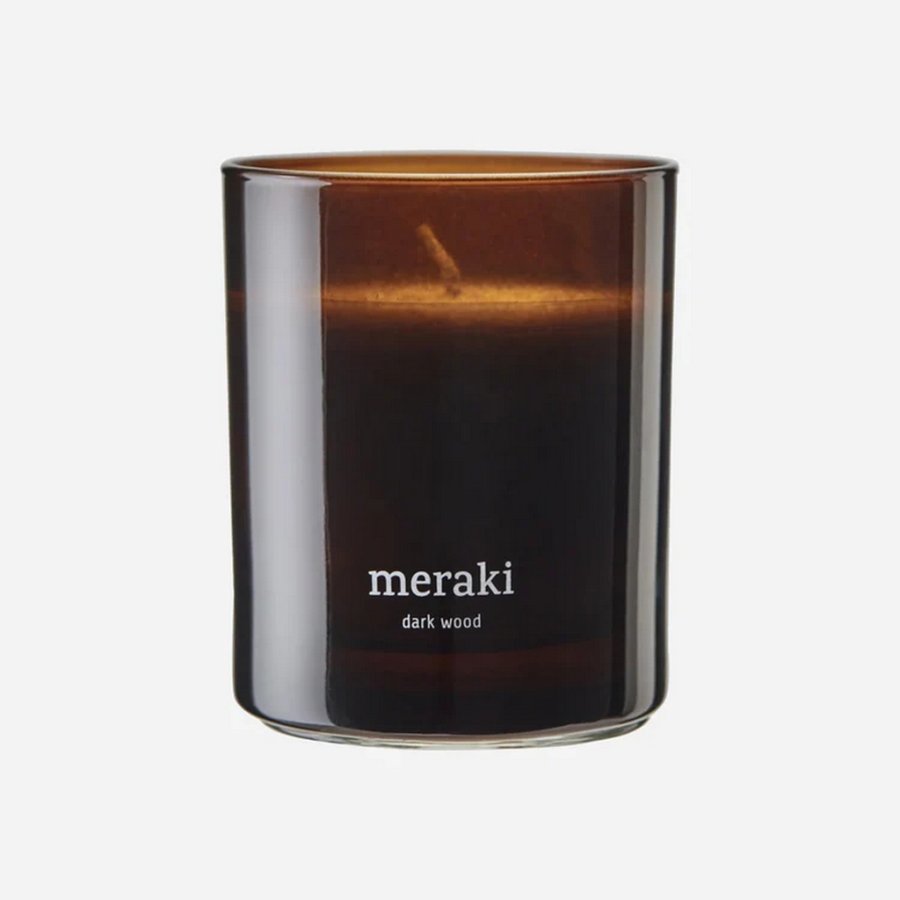 Vonná svíčka Meraki DARK WOOD — hnědá