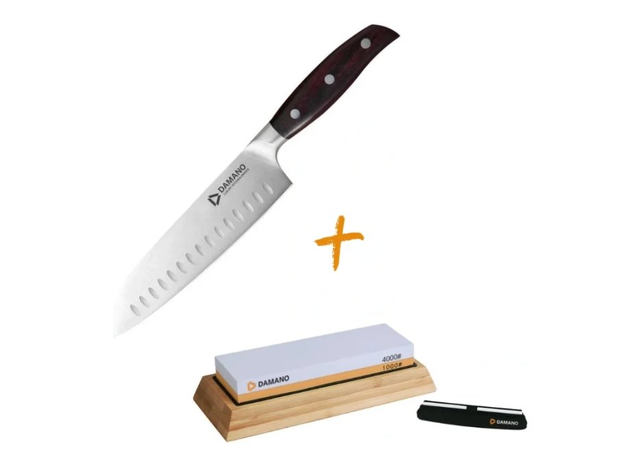 Zvýhodněný set nůž Santoku a brousek DAMANO® 35/BR
