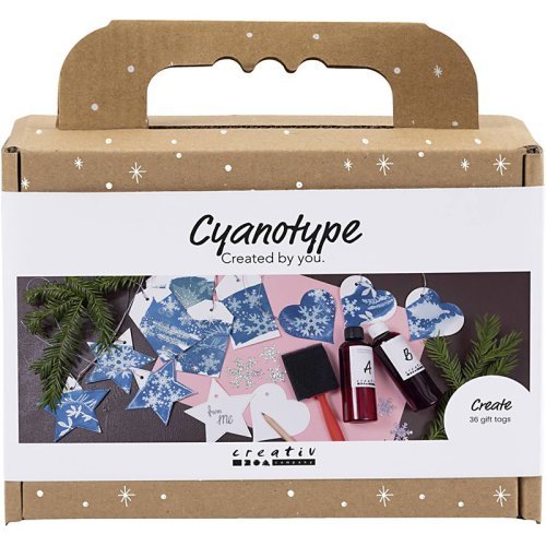 Sada kyanotypie — dárkové visačky