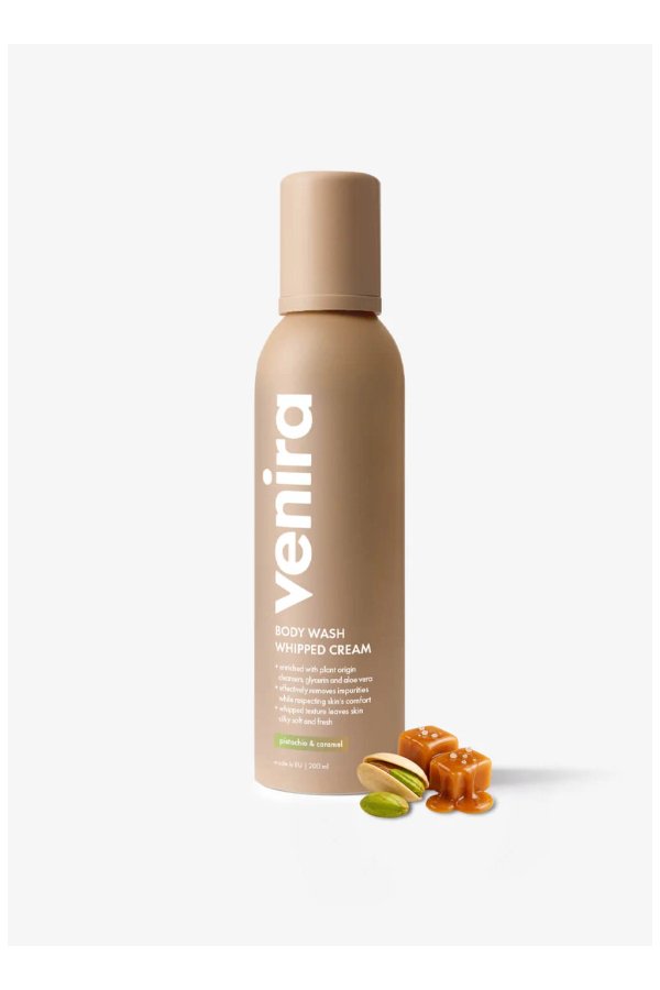 VENIRA šlehačková sprchová pěna, pistachio & caramel, 200 ml