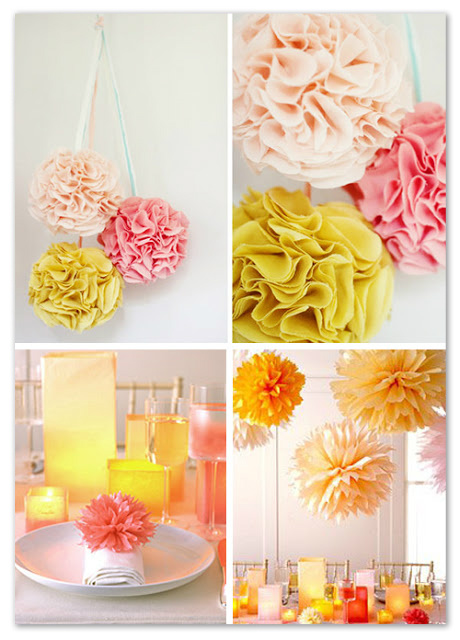 DIY - Pompomy, výzdoba z hedvábného papíru