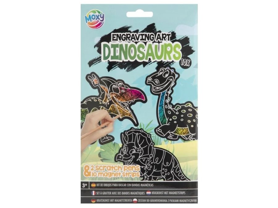 Škrabací obrázky s magnety — dinosauři (12 ks)