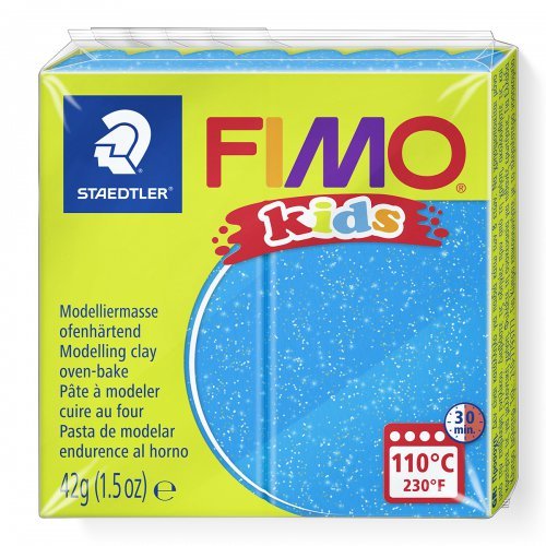 Fimo kids 42 g — dětská modelovací hmota modrá se třpytkami