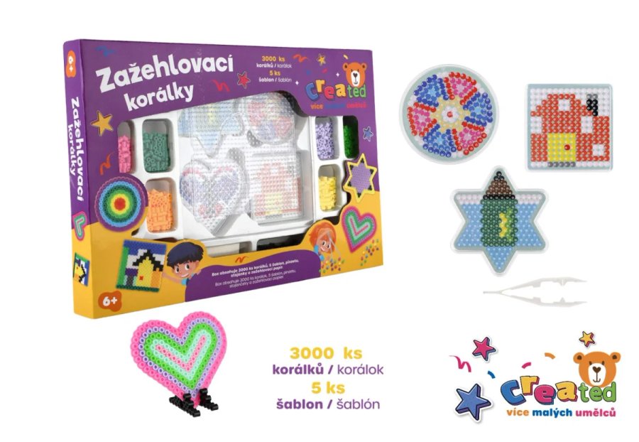 Created Zažehlovací korálky — 3000 ks + 4 podložky s doplňky