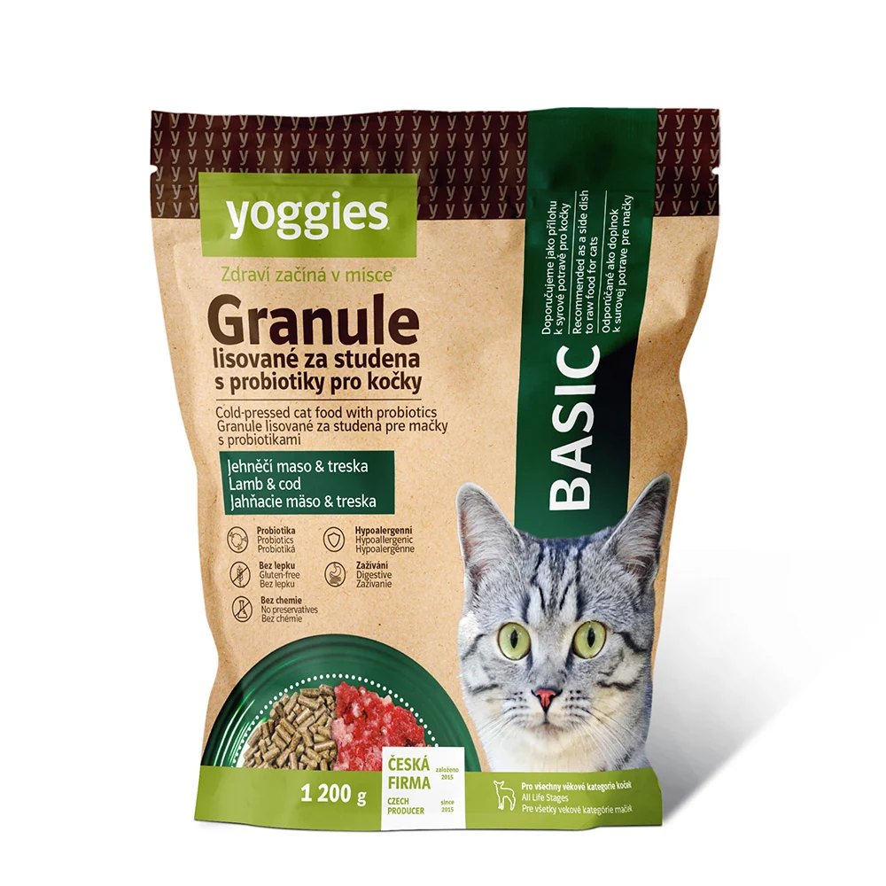 Yoggies Cat Basic granule jehněčí & treska 1,2 kg