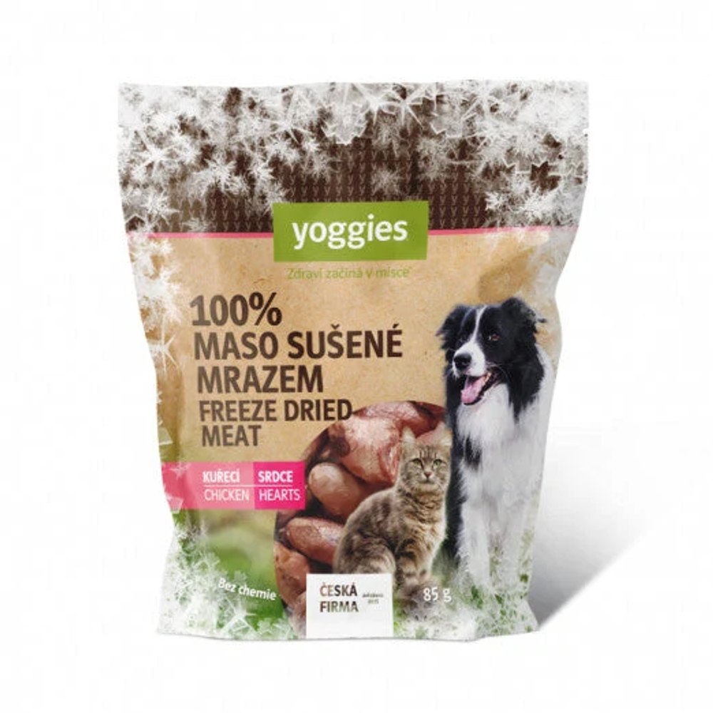 Yoggies Mrazem sušená kuřecí srdce 85 g