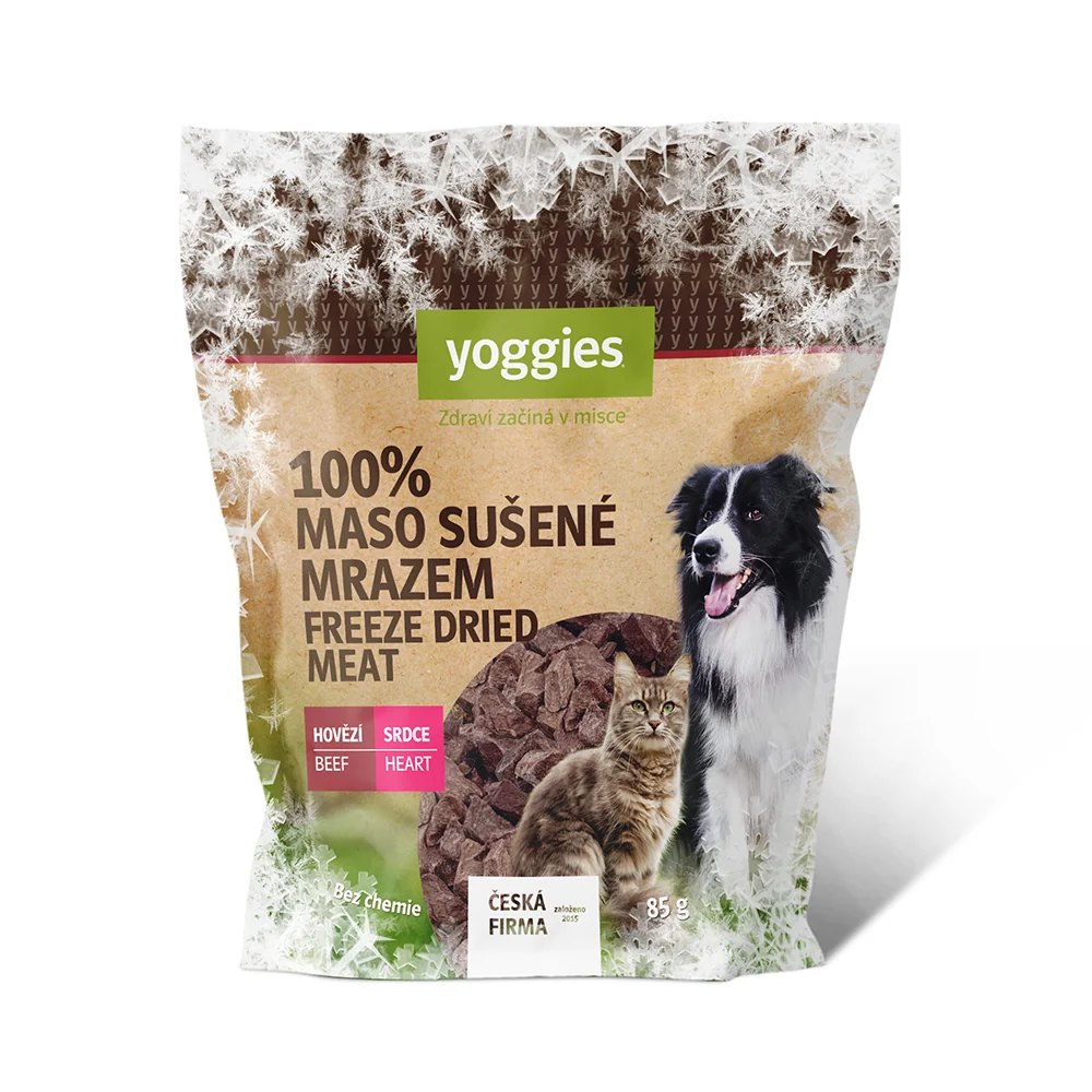 Yoggies Mrazem sušená hovězí srdce 85 g