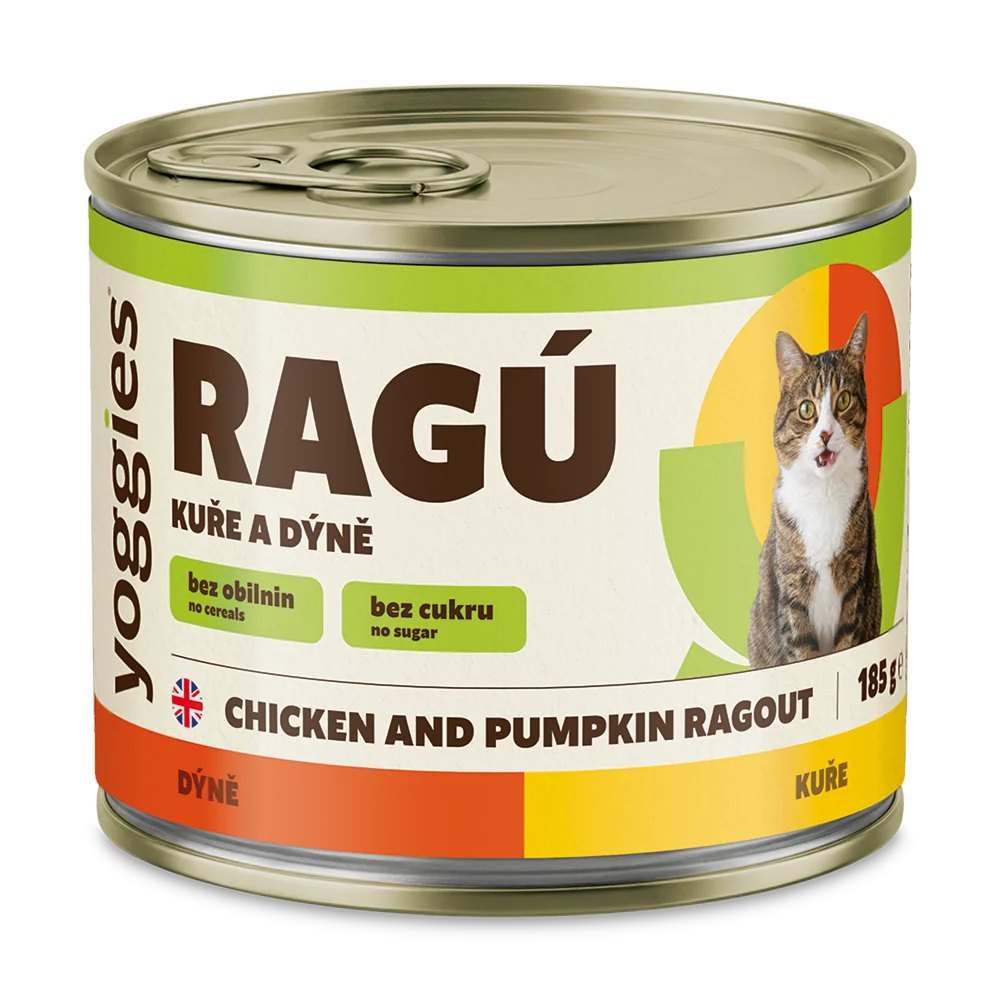 Yoggies RAGÚ pro kočky, kuře a dýně 185 g
