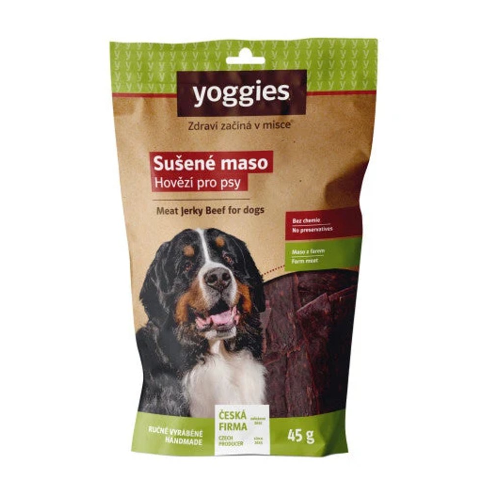 Yoggies Sušené hovězí maso pro psy, proužky 45 g